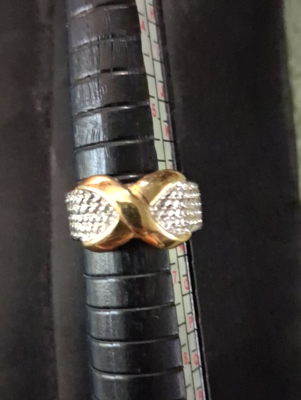 Gold and Silver Tone Crisscross Pave Ring - Women Jewelry